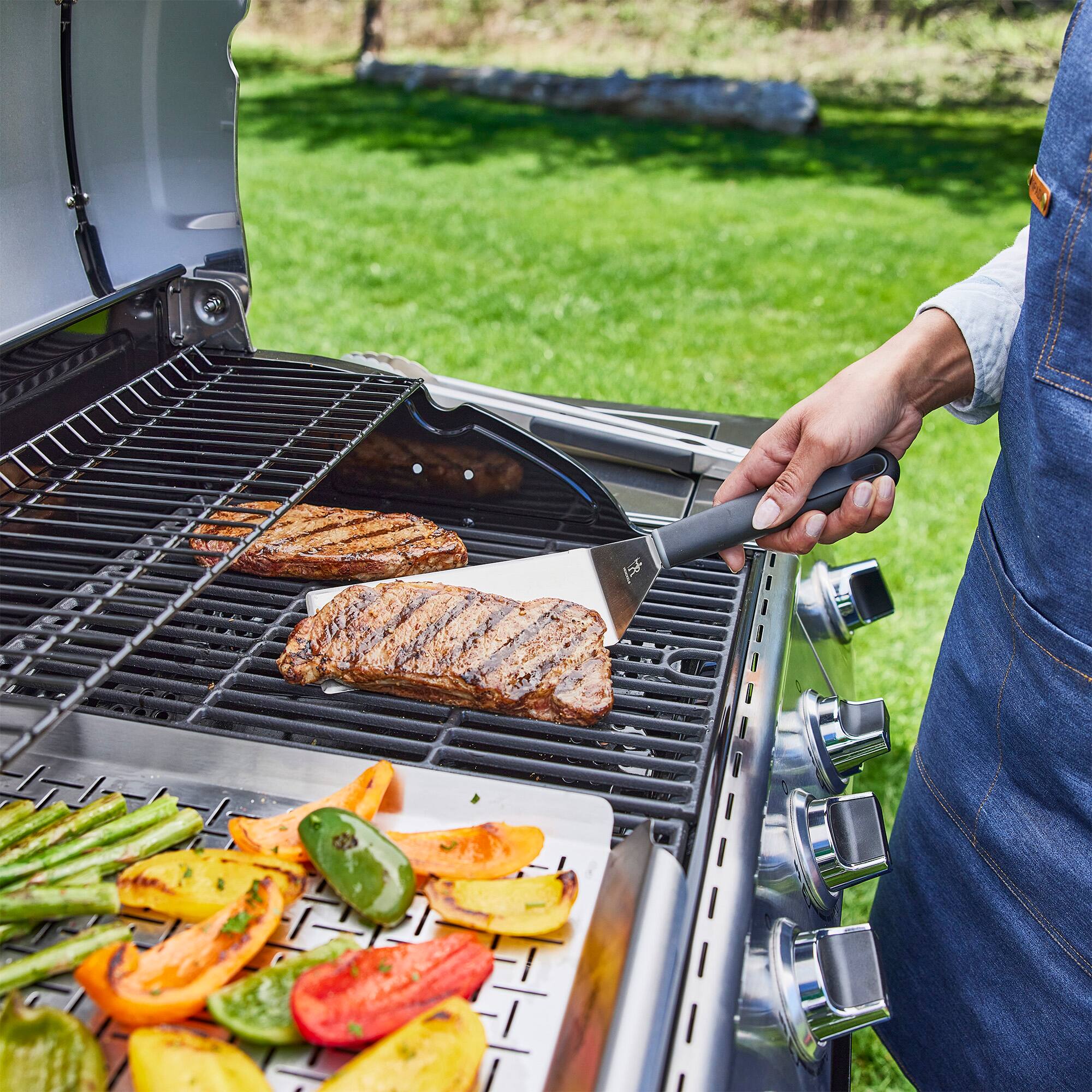 Alt View 3. Henckels - Henckels BBQ Griddle Spatula Set, 2-pc Stainless Steel Grill Spatulas for Heavy Duty Outdoor Cooking, Dad Camping - Stainless Steel.