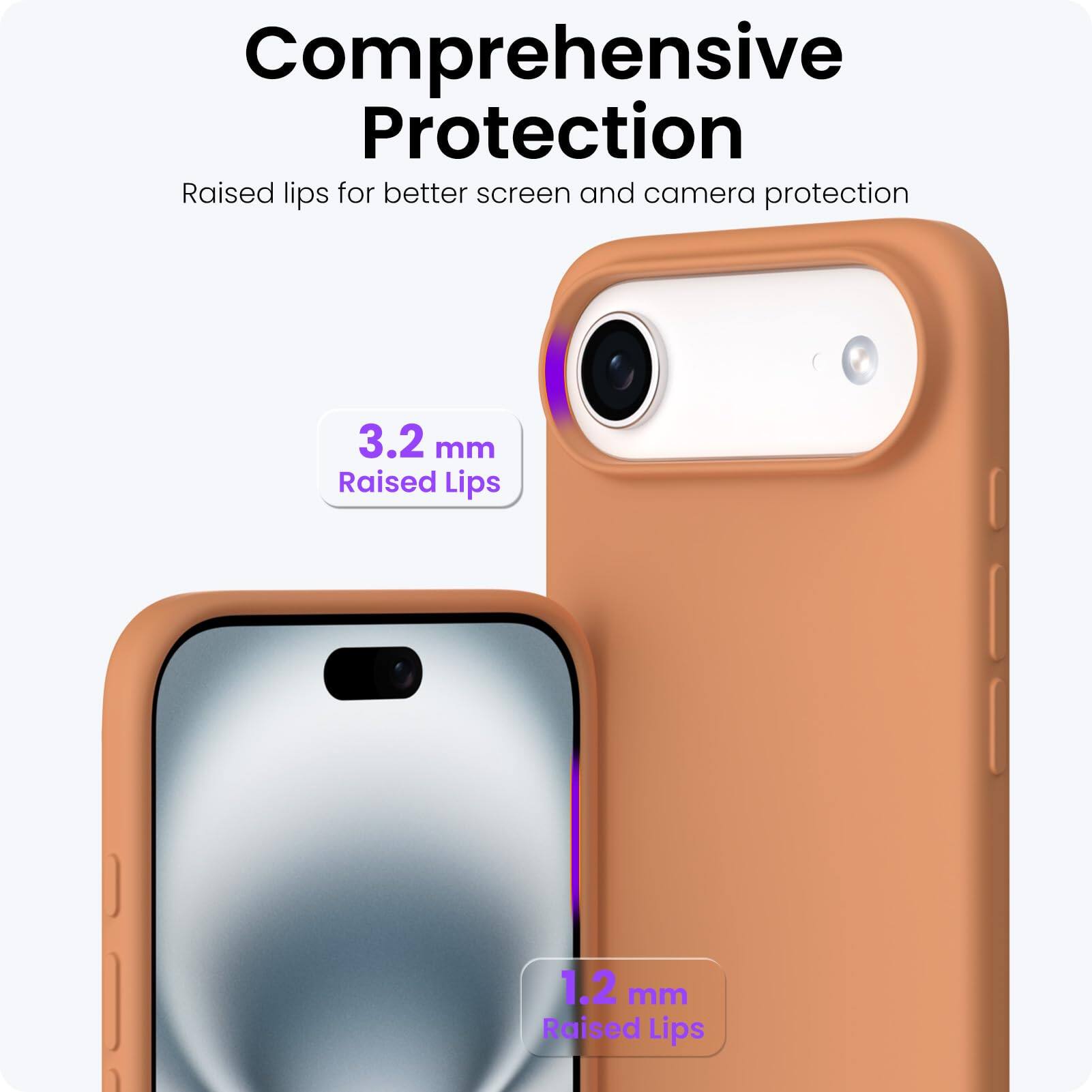 Comprehensive Protection

Raised lips for better screen and camera protection

3.2 mm Raised Lips

1.2 mm Raised Lips