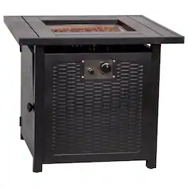 Emma + Oliver - Propane Fire Table with Included Lava Rocks and Hideaway Tank Holder - Black
