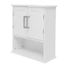 Flash Furniture - Vega Wall Mounted Bathroom Medicine Cabinet Storage Organizer with Two Magnetic Closure Doors, Adjustable Shelf, and Low - White
