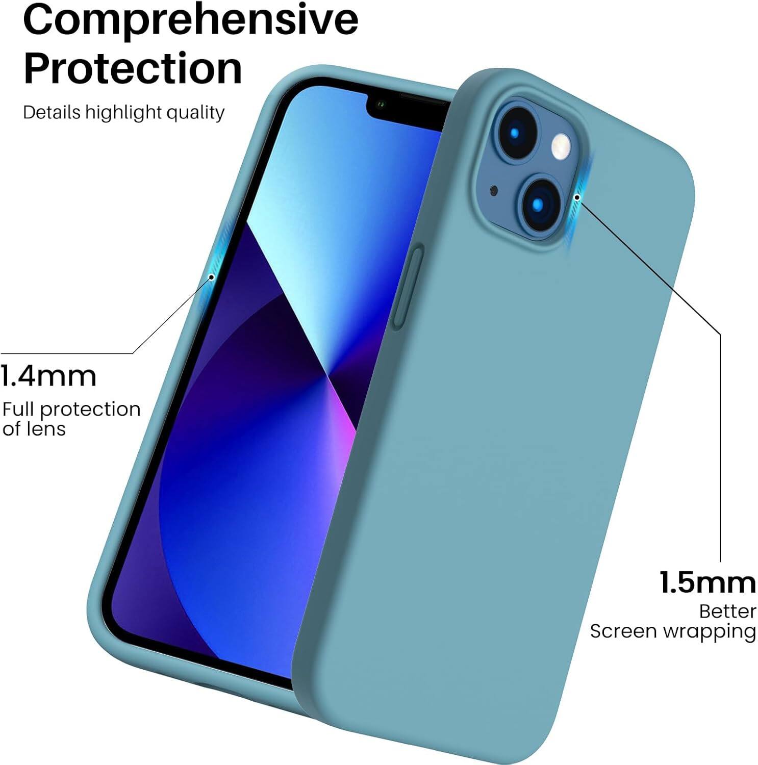 Comprehensive Protection
Details highlight quality
1.4mm Full protection of lens
1.5mm Better Screen wrapping