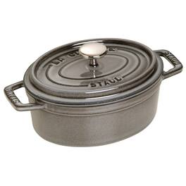 Staub - Cast Iron 1-qt Oval Cocotte - Graphite Grey