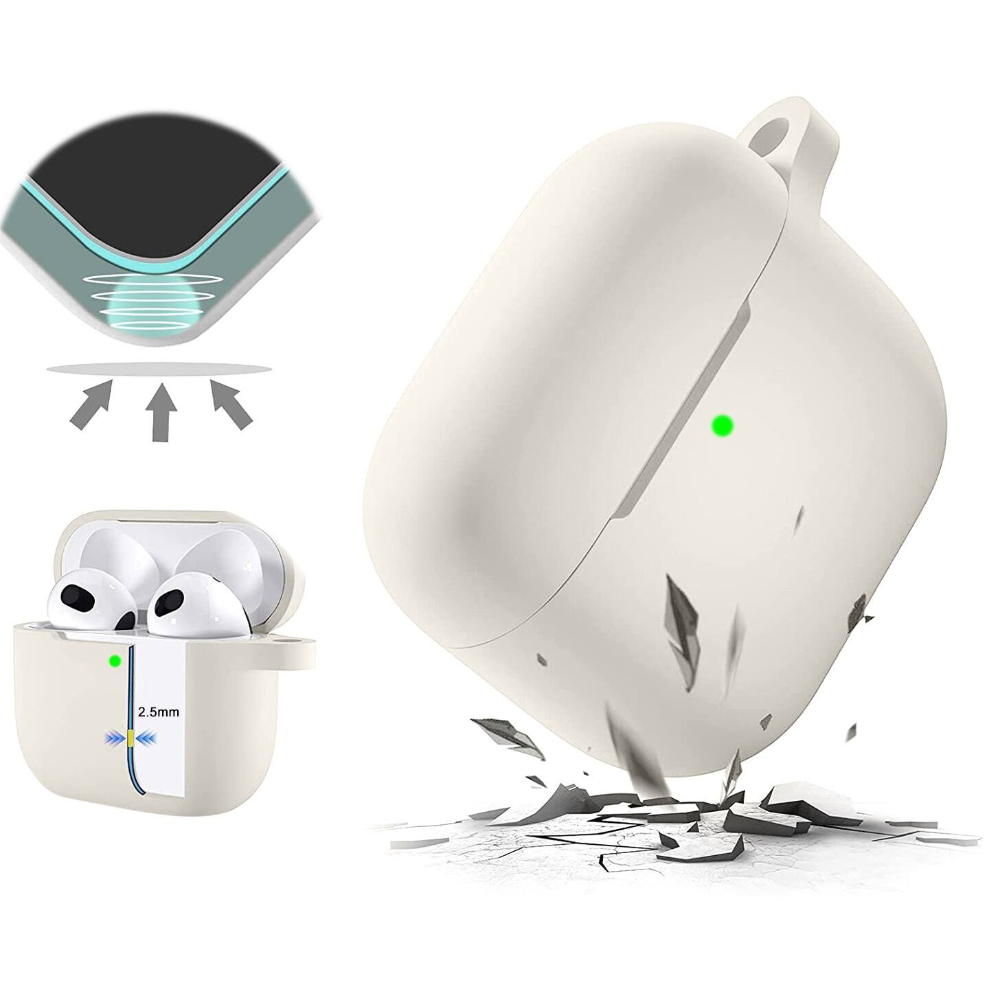 Alt View 12. SaharaCase - Silicone Case for Apple AirPods 3 (3rd Generation 2021) - Glow White.