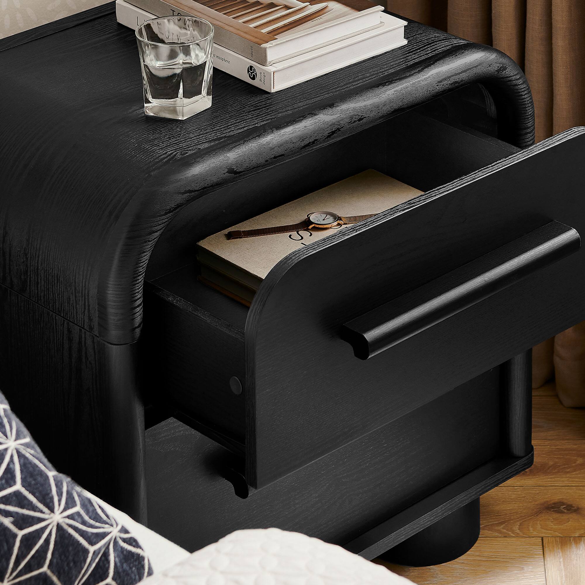 Alt View 1. Modway - Bellamy Curved 2-Drawer Nightstand by Modway - Black Oak.