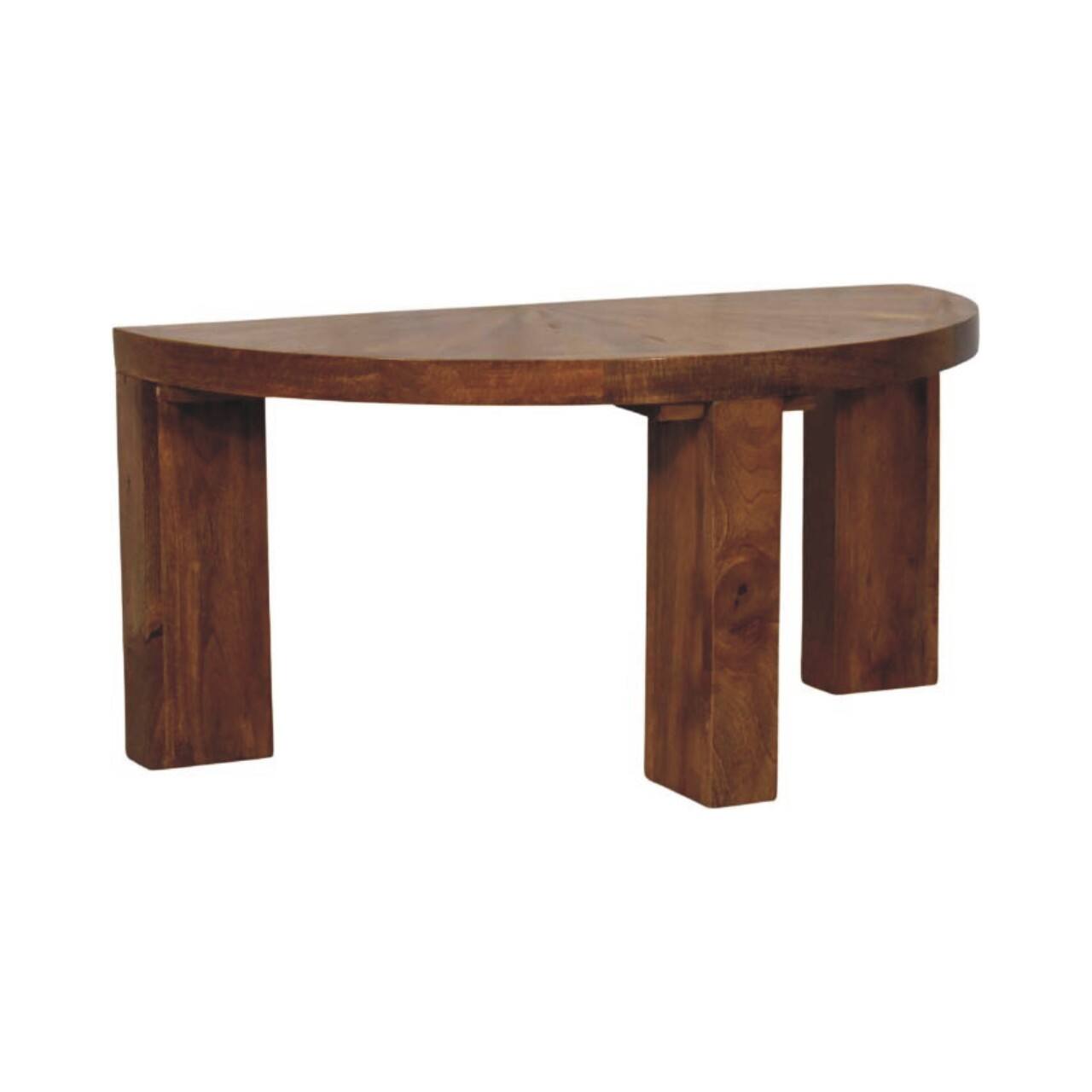 Left. Artisan Furniture - Artisan Furniture Solid Wood Amber Oak Half Moon Coffee Table, Brown - Beige.