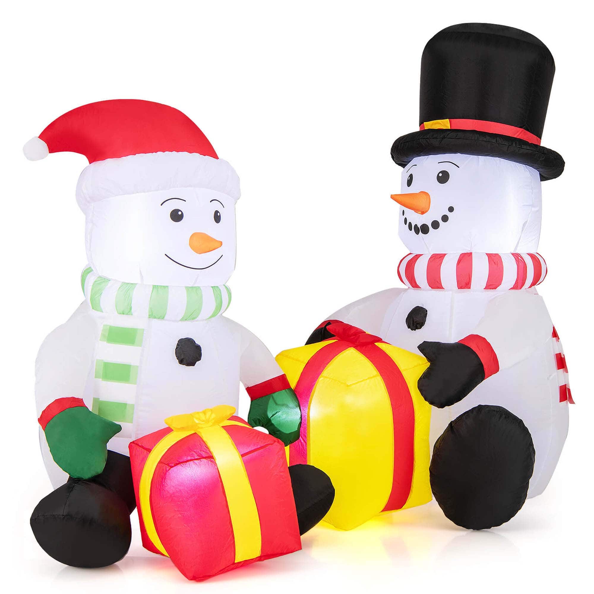 Costway - 5 FT Christmas Inflatables with Gift Boxes 4 Bright LED Lights for for Party - Multicolor