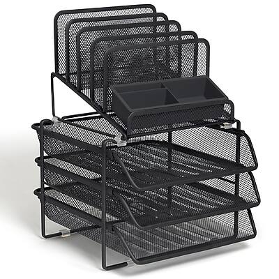 TRU RED - TRU RED™ All-In-One 10-Compartment Wire Mesh Compartment Storage, (TR57530) - Matte Black
