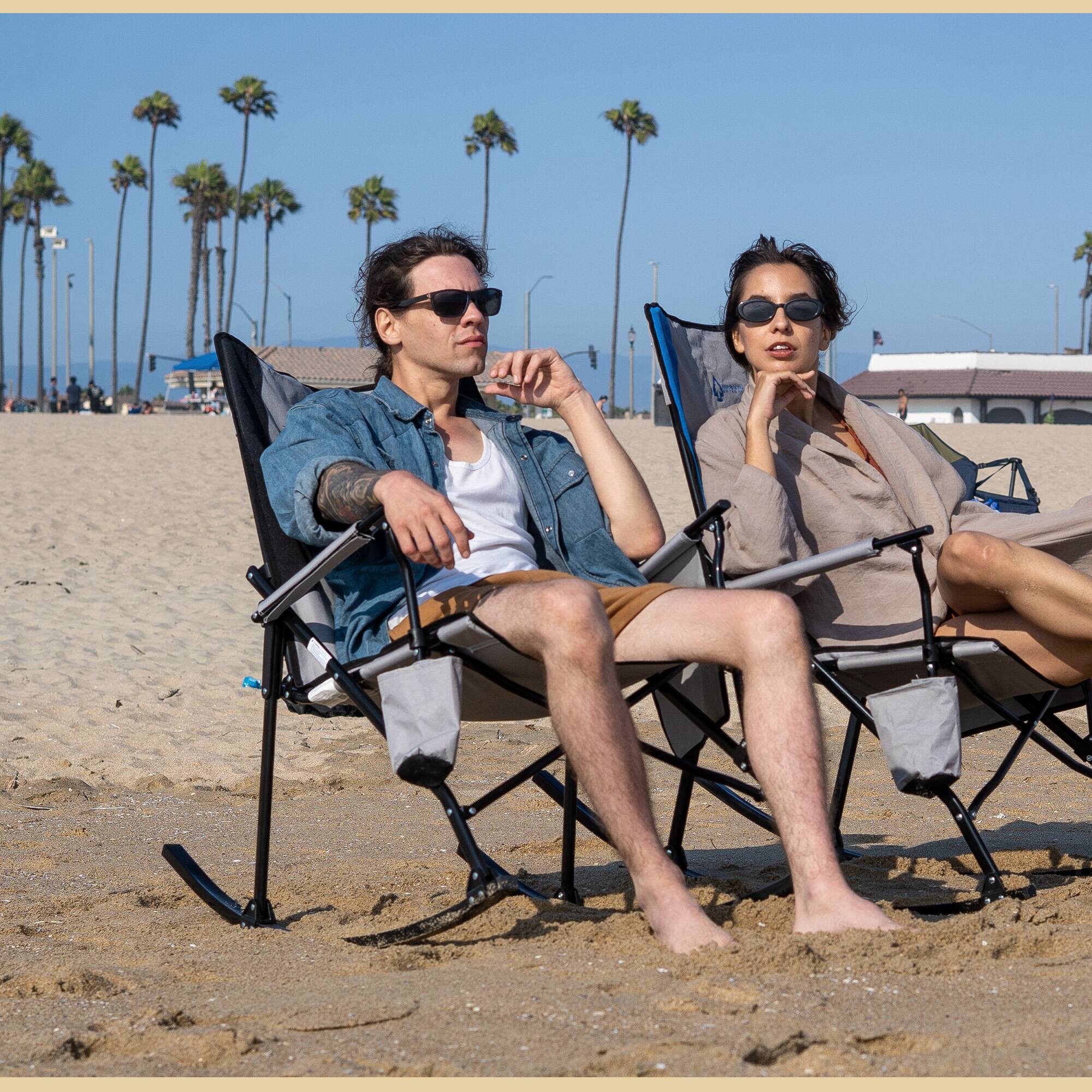 Alt View 2. Arrowhead - Arrowhead Outdoor KKS0369U Foldable Rocking Camp Chair with Enhanced Swing, Cup Holder, Side Pocket, Compact Design - Black.