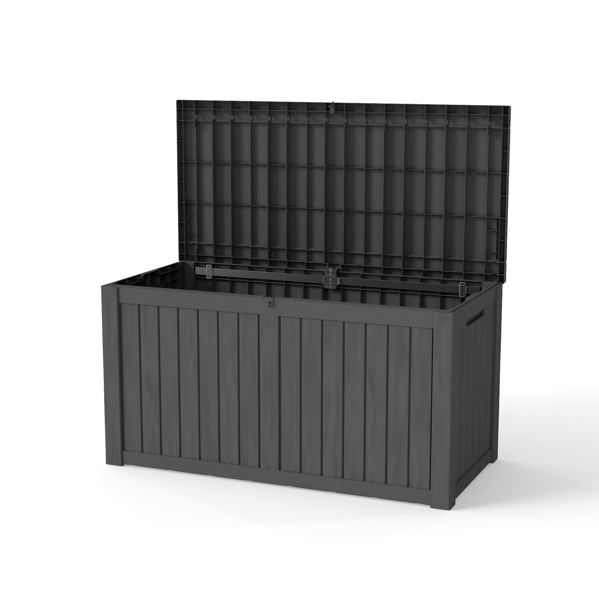 Front. Decksplore - 190 Gallon Resin Deck Box, Lockable Patio Outdoor Storage Box for Furniture， Waterproof Outside Storage Boxes.