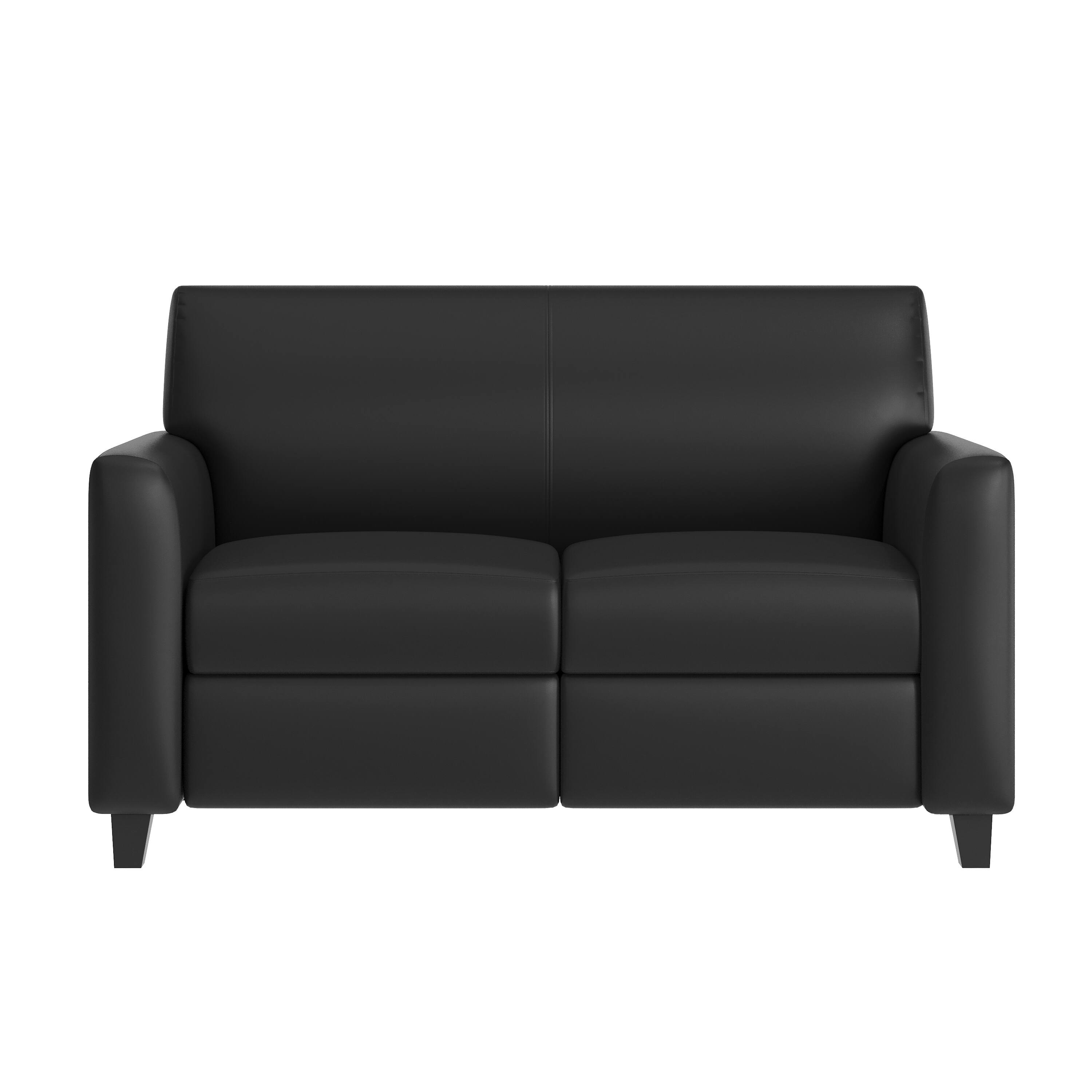 Angle. Flash Furniture - Agent Black LeatherSoft Reception Loveseat with Right Side Charging Bank, Includes 2 Outlets, 2USB Ports, 1 USB-C Port, - Black.