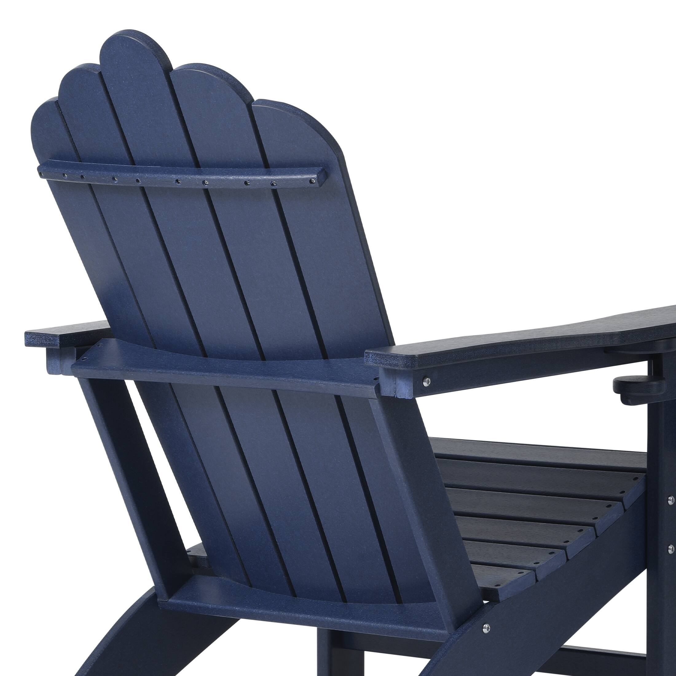 Alt View 3. WestinTrends - WestinTrends Highland Outdoor Patio HDPE Adirondack Chairs With Cup Holders (Set of 8) - Navy Blue.