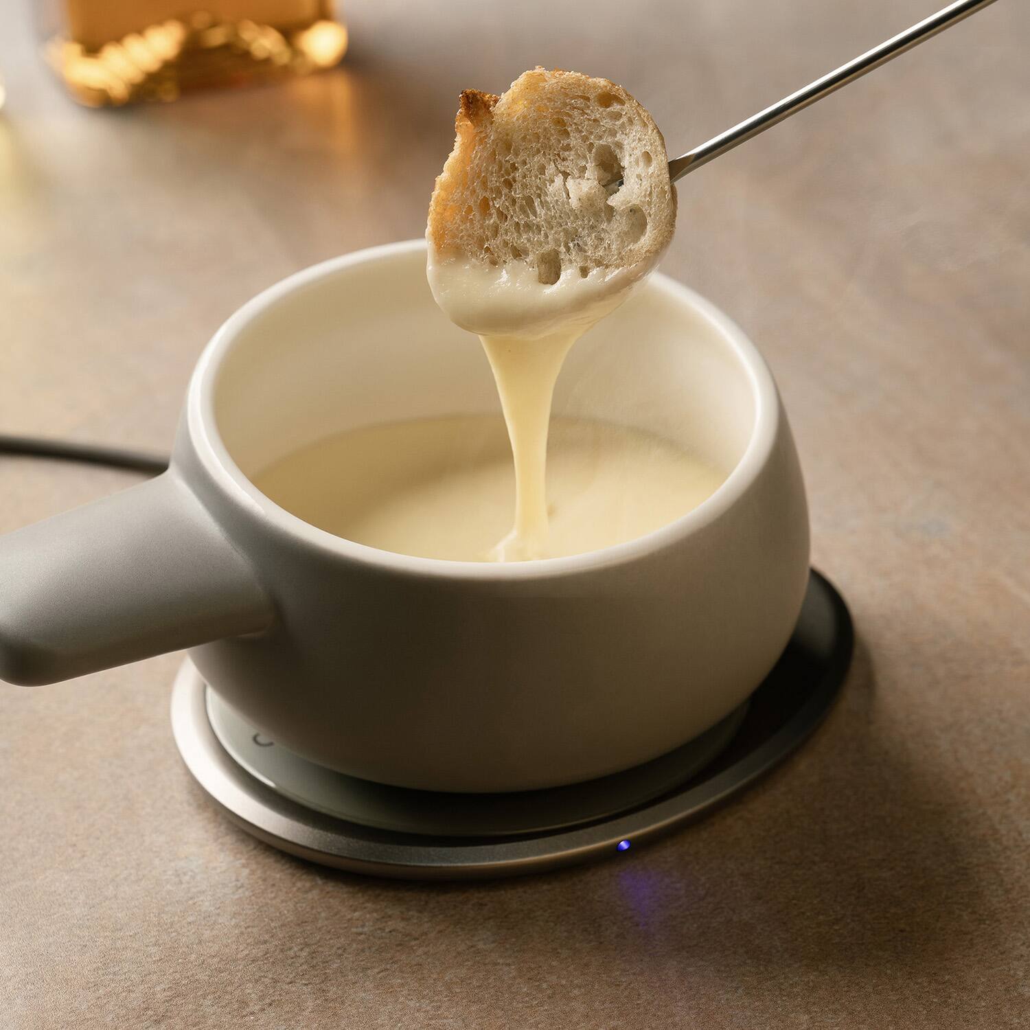 Left. OHOM - Fondi Self-heating Fondue Set - Gray - Grey.