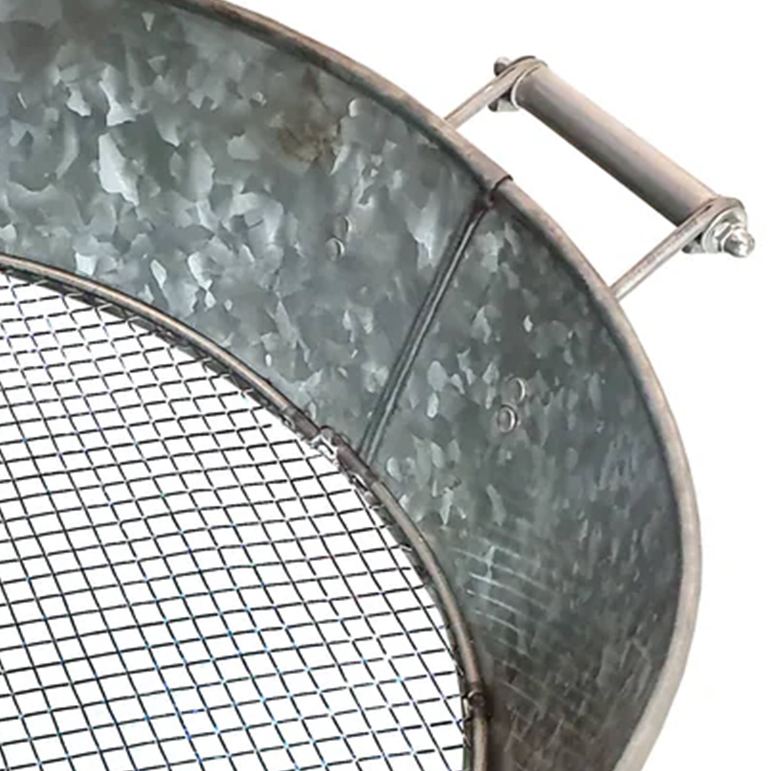 Alt View 3. Manhattan Lane - Round Galvanized Steel Compost Sifter with Wire Mesh Design Base - Silver.