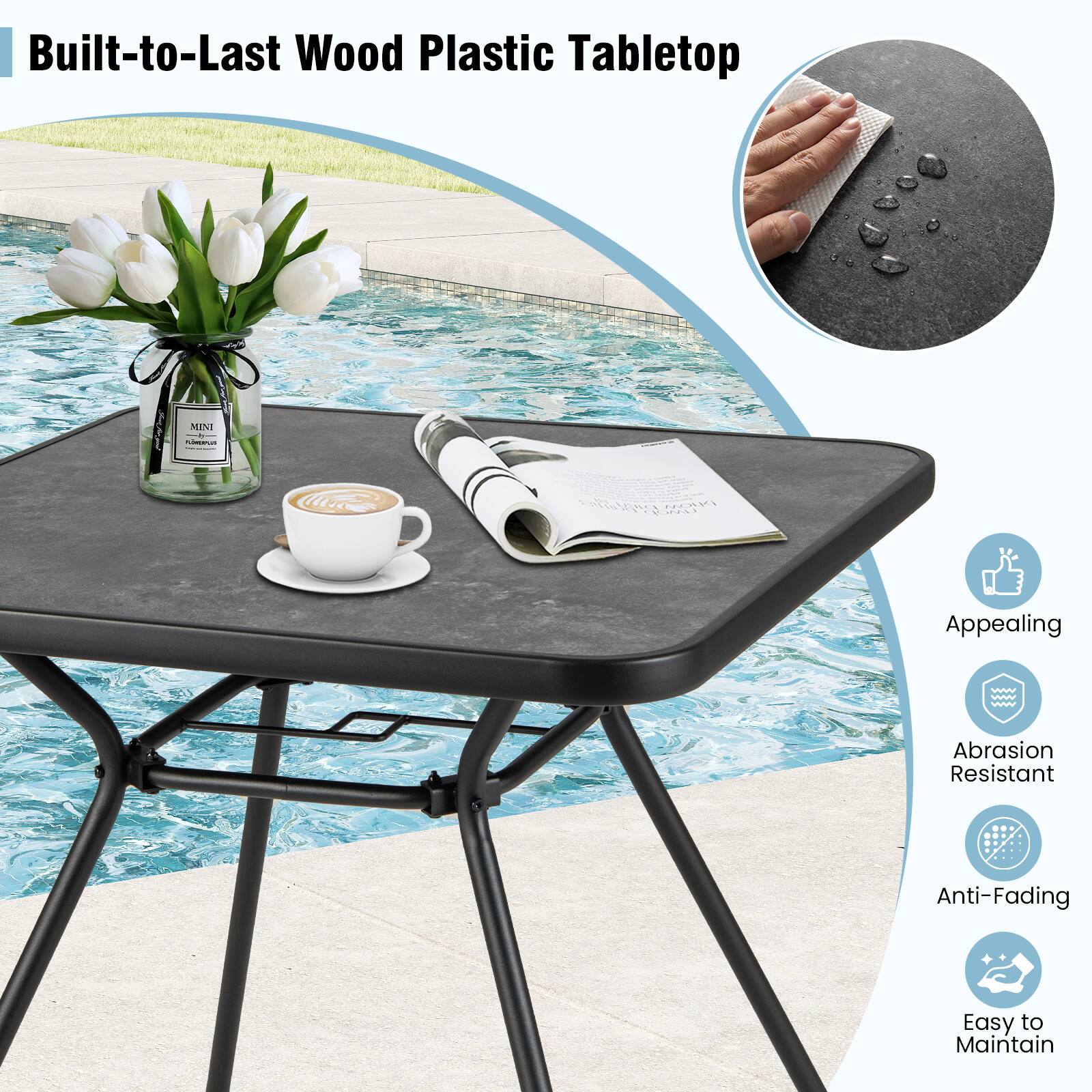 Built-to-Last Wood Plastic Tabletop

- Appealing
- Abrasion Resistant
- Anti-Fading
- Easy to Maintain