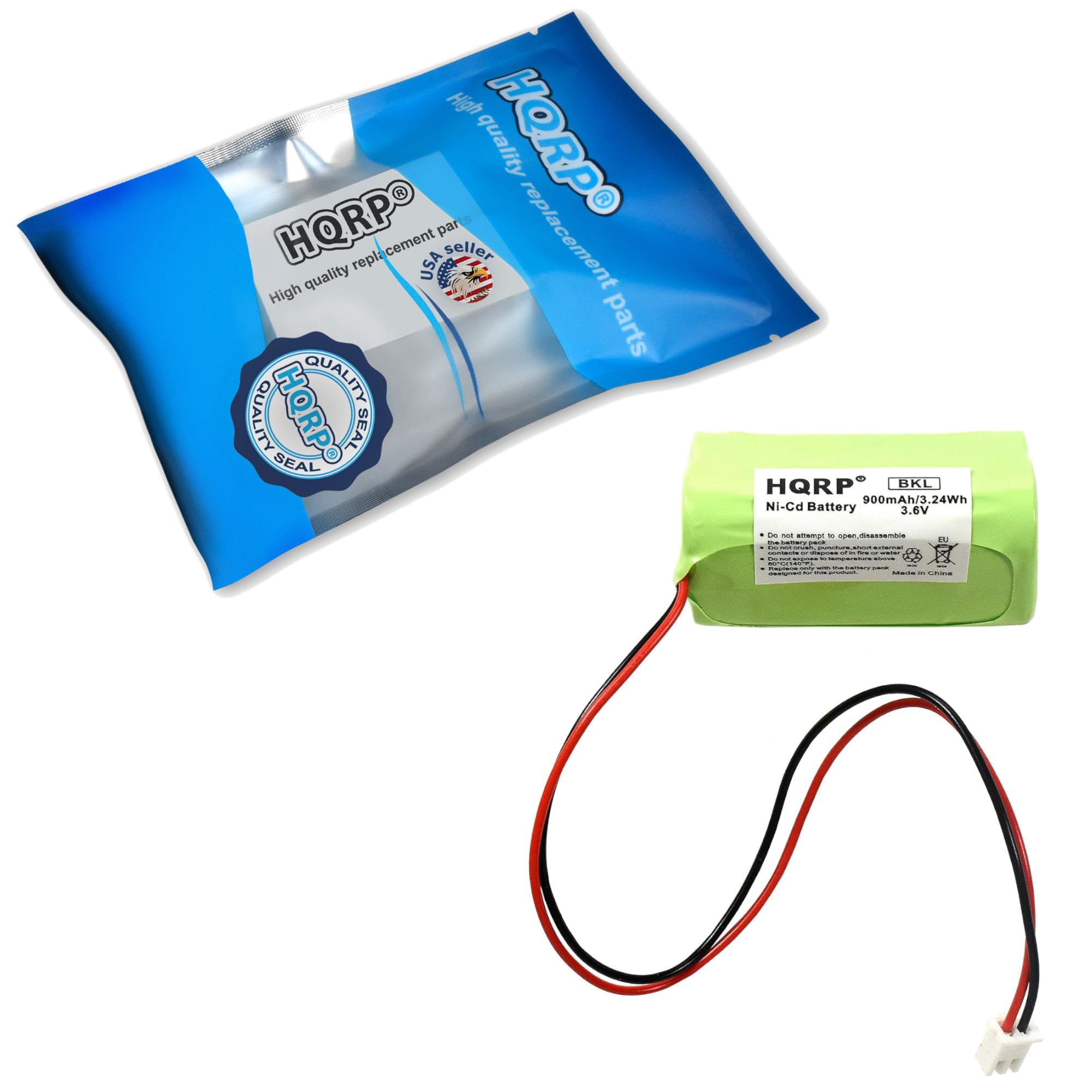High quality replacement parts  
HQRP  
High quality replacement parts  
USA seller  
QUALITY  
HQRP SEAL  
HQRP  
BKL  
900mAh/3.24Wh Ni-Cd Battery 3.6V  
- aema -  
ENA d.  
I : : : - HW : . : : | - : I . : - | |  - - . :