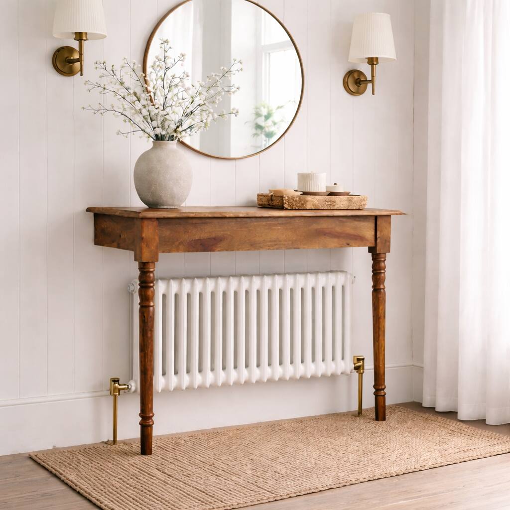 Angle. Artisan Furniture - Regency Wall-Mounted Radiator Console, Light Brown - Light Brown.
