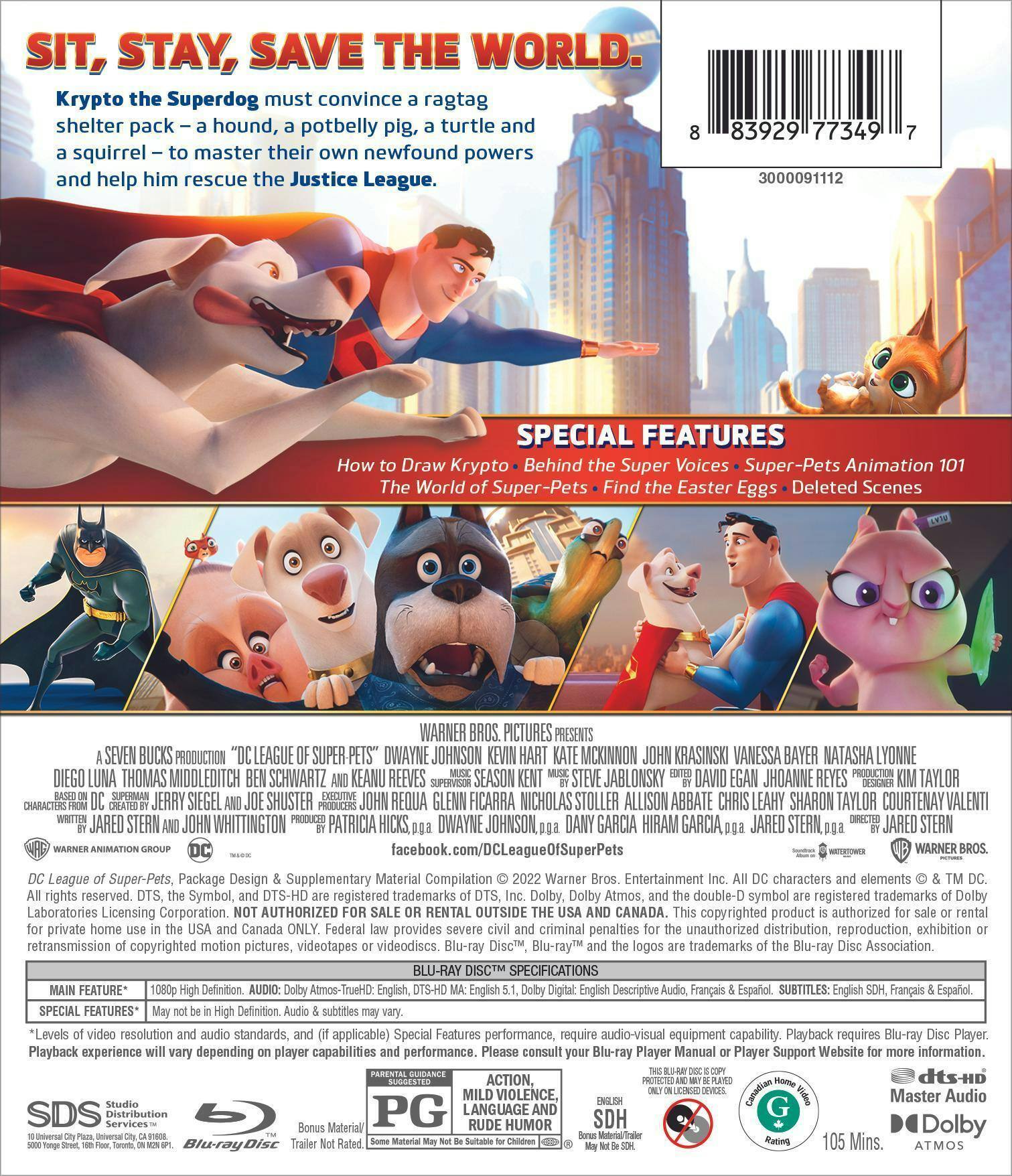 Back. DC League of Super-pets (with DVD) [Blu-ray].
