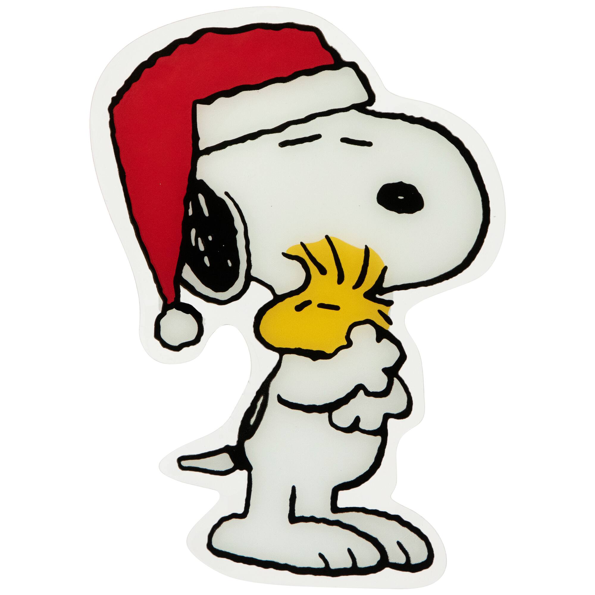 Alt View 3. Northlight - Peanuts Snoopy Hugs Woodstock Double Sided Christmas Window Cling Decoration - 7" - White.