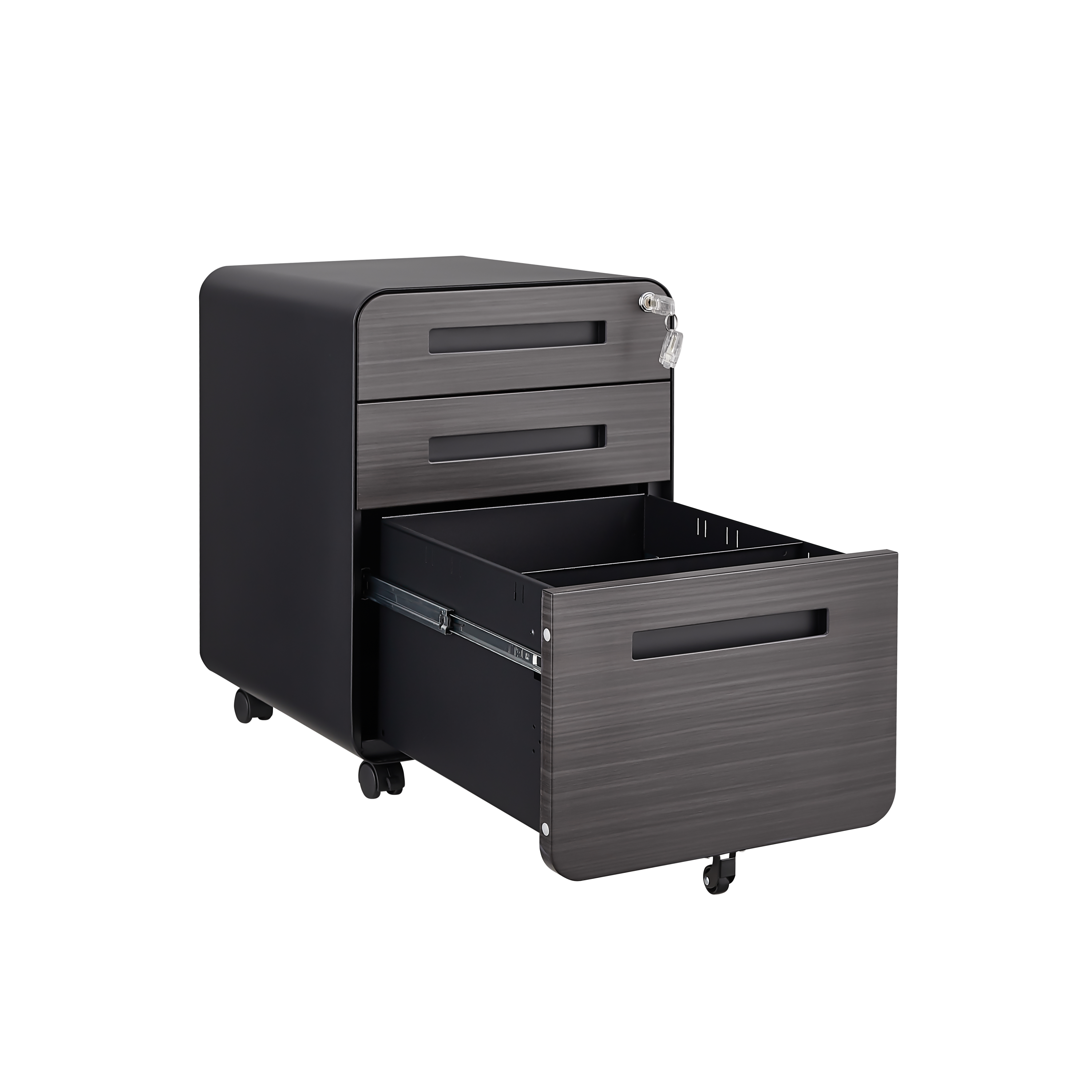 Alt View 3. GOODSILO - 3-Drawer Mobile File Cabinet Under Desk - Versatile Storage for Legal/Letter/A4 Files, Anti-Tilting, Steel - Black.