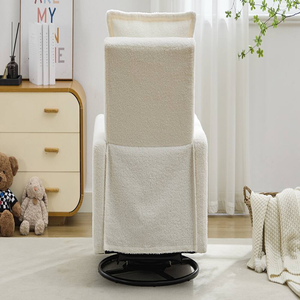 Alt View 9. Loheer - Loheer White Teddy Fleece Swivel Rocker Recliner Chair, Nursery Glider Rocking Chair for Living Room Bedroom - White.
