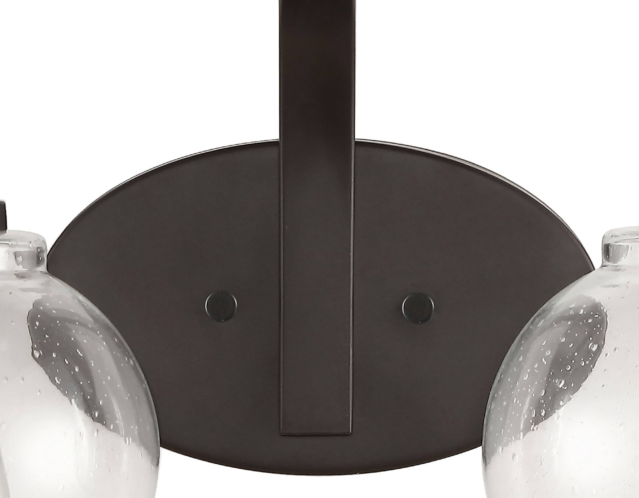 Alt View 5. Jonathan Y - Sandrine 26.25" 3-Light Iron/Seeded Glass Cottage Rustic LED Vanity Light, Oil Rubbed Bronze - Oil Rubbed Bronze.