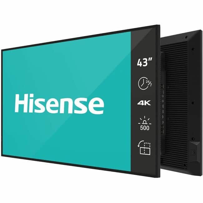 Hisense - 43" 4K UHD Digital Signage Display - 24/7 Operation - 43" LCD - Advanced Super Dimension Switch ( ADS ) - 24 - Black