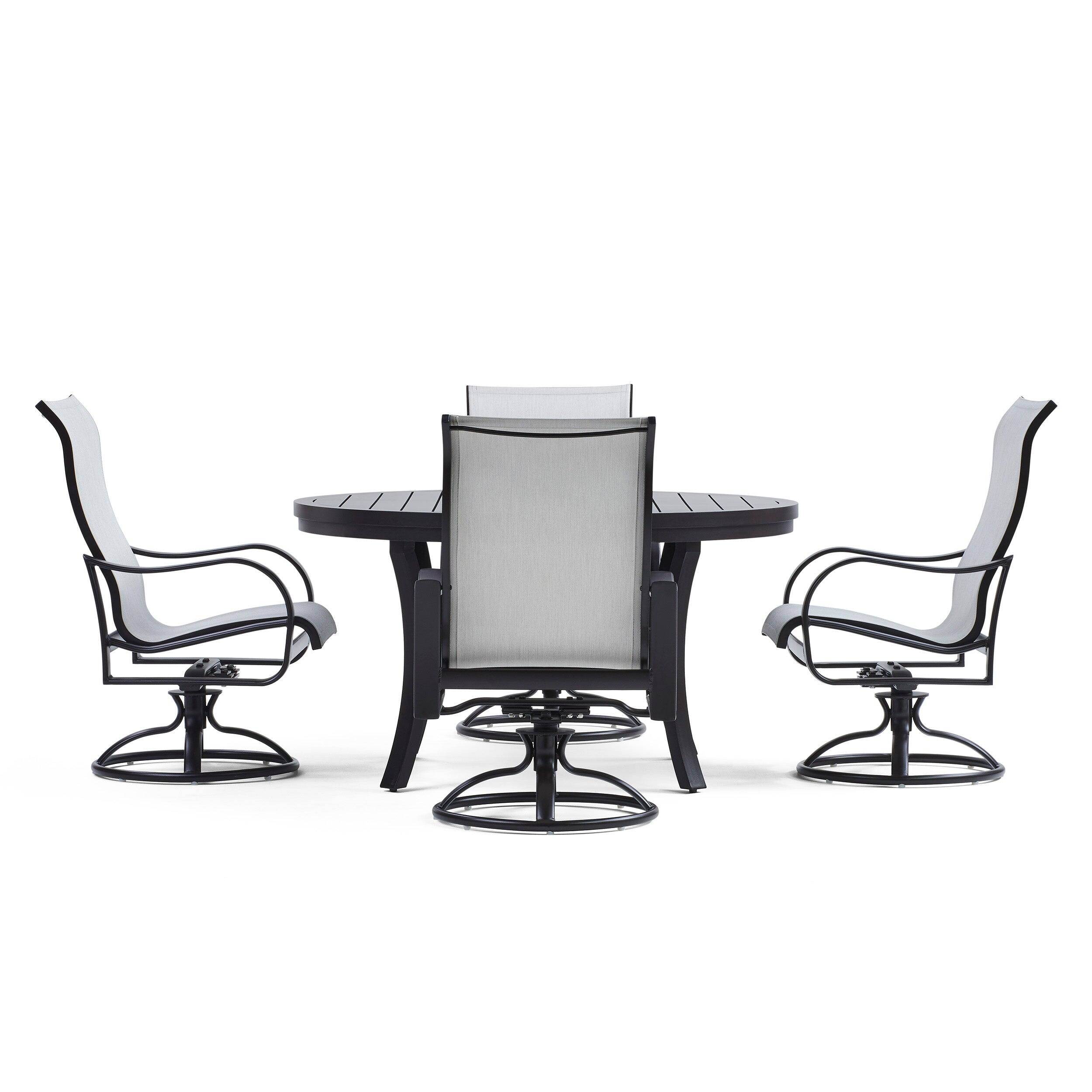 Angle. Yardbird® - Pepin 5 Piece Round Dining Set with Swivel Rocking Chairs - Sierra.