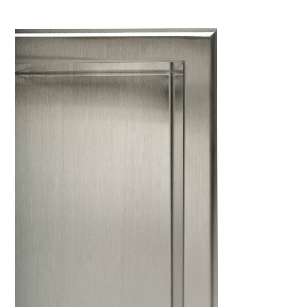 Back. Alfi - 16 x 16 Brushed Stainless Steel Square Single Shelf Bath Shower Niche - Stainless Steel.