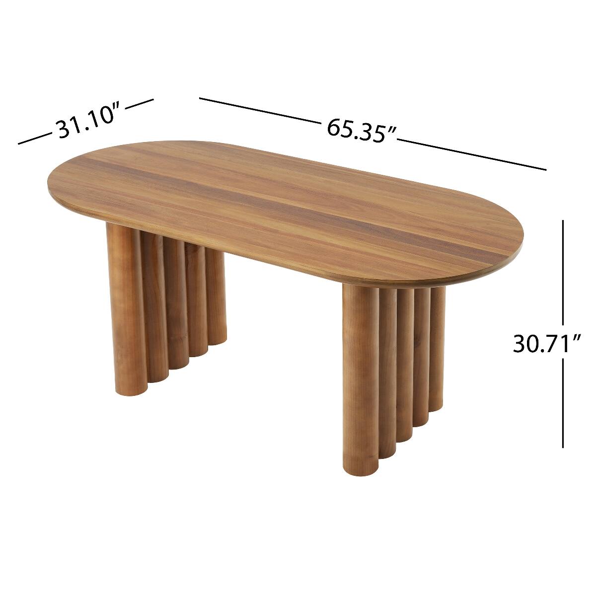 Loheer Modern Oval Dining Table with Cylindrical Legs, MDF, 65 Inch ...