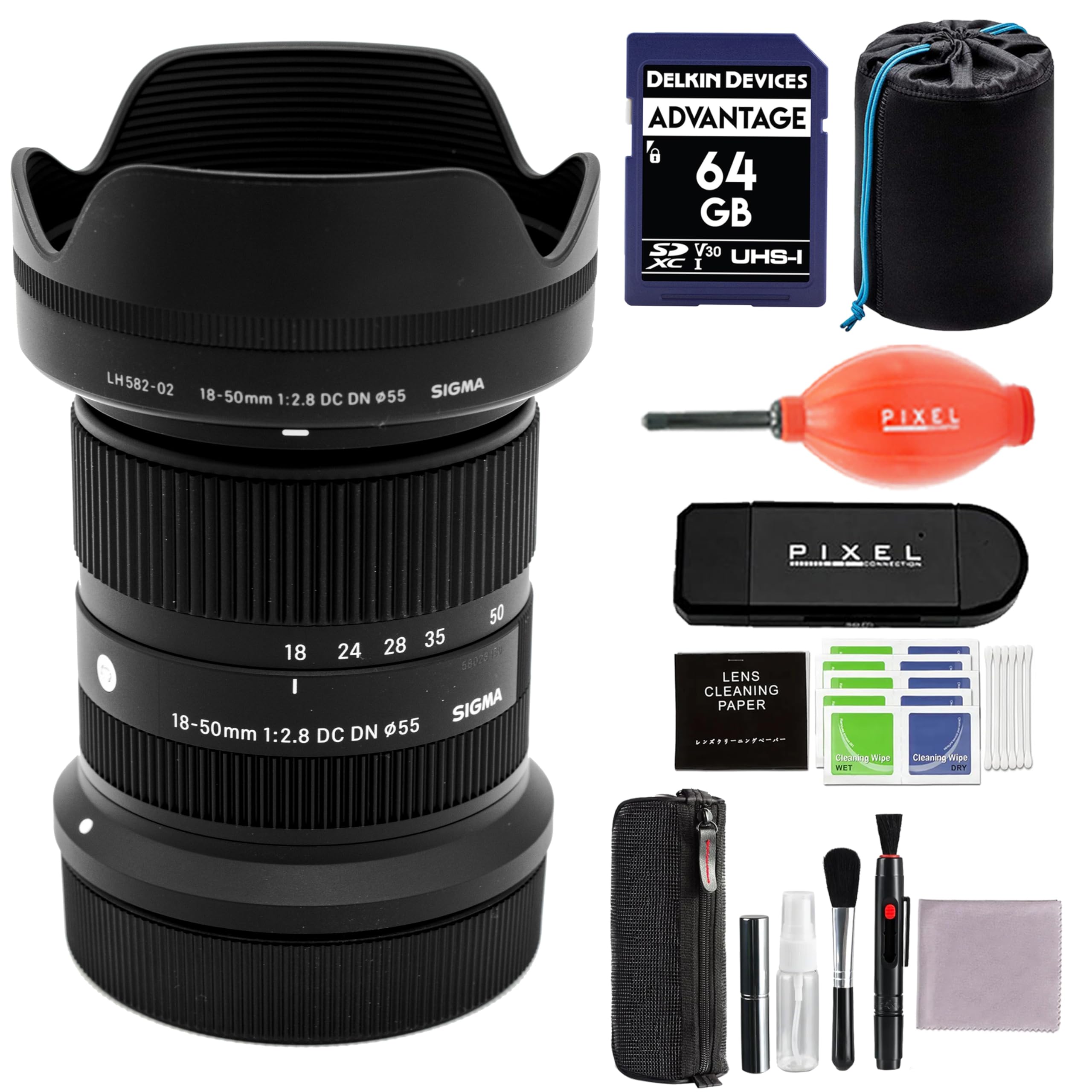 Sigma - 18-50mm f/2.8 DC DN Contemporary Lens for RF Mount w/ Advanced Accessory & Travel Bundle | 18-50mm Canon Lens - Black