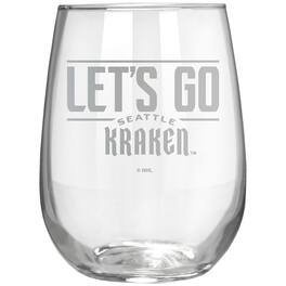 Great American Products - Seattle Kraken Etched 17oz. Rally Cry Stemless Wine Glass - Multicolor