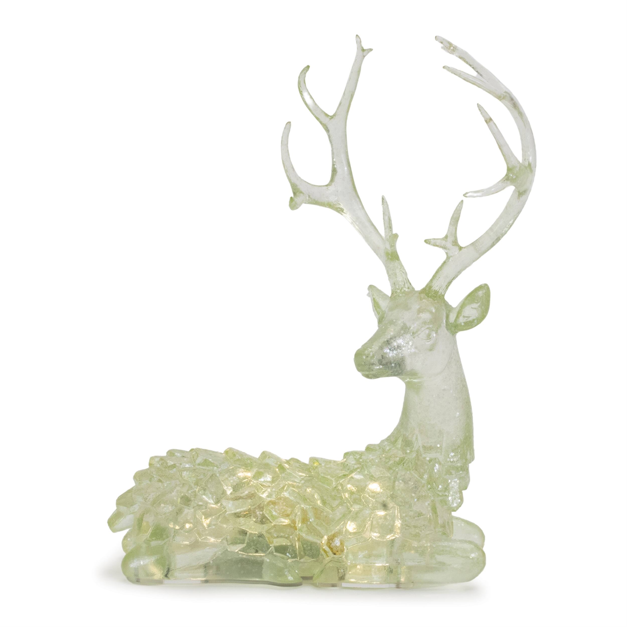 Back. BreeBe - LED Lighted Sage Green Deer (Set of 2) - Green.