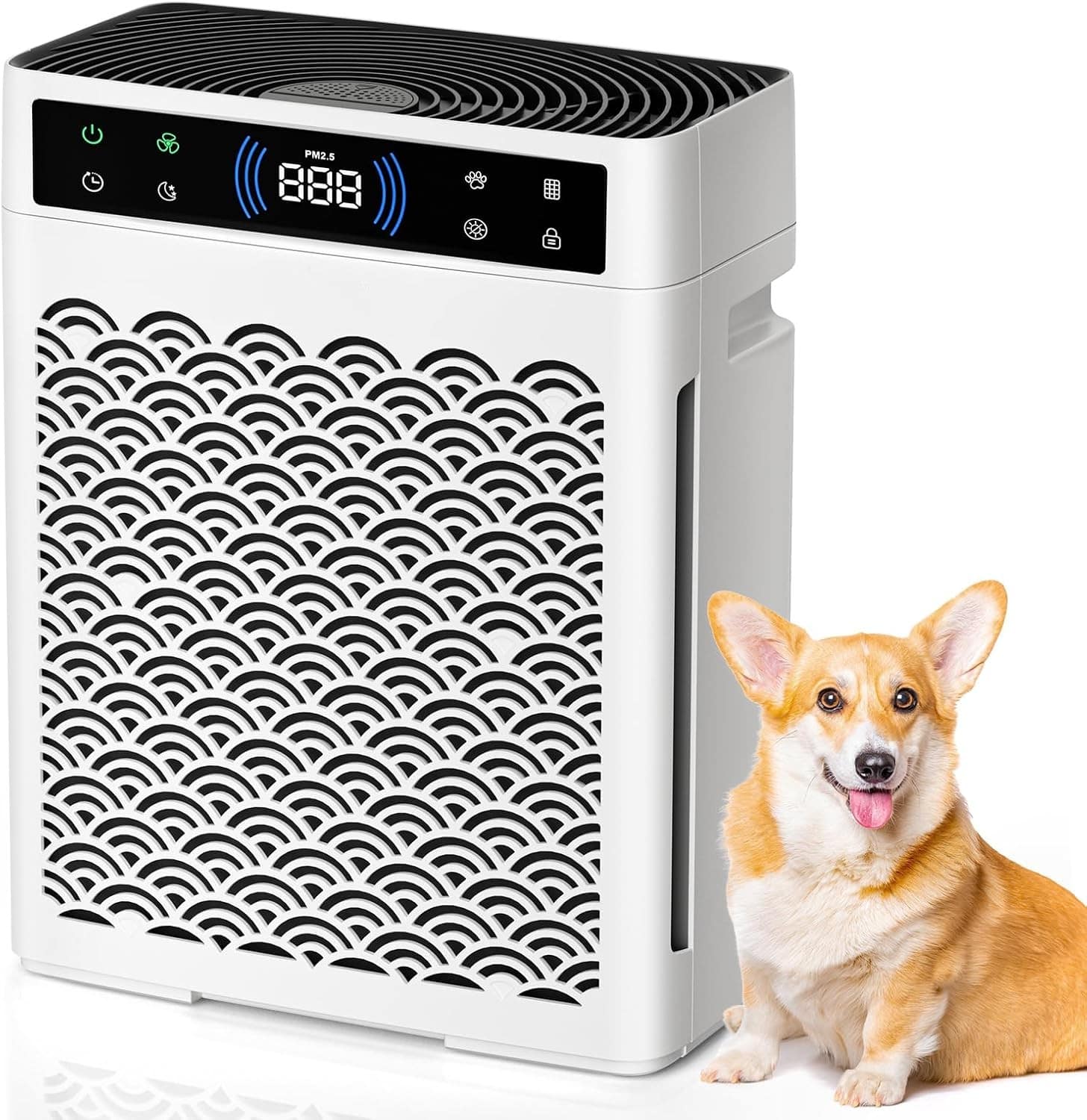FINEAK - Smart HEPA Air Purifier for Large Rooms & Pets - Creamy White