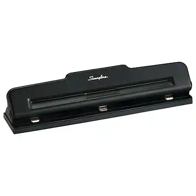 Front. Swingline - Light Duty Desktop Adjustable Hole Punch, 10 Sheet Capacity, Black - Black.
