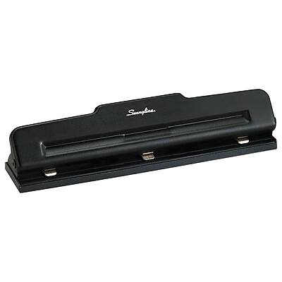 Front. Swingline - Light Duty Desktop Adjustable Hole Punch, 10 Sheet Capacity, Black - Black.