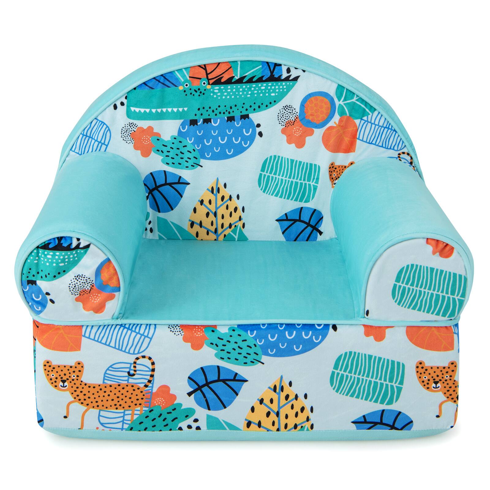 Back. Sugift - Kids Armchair with Plush Velvet Cover and Soft Sponge Filling - Green.