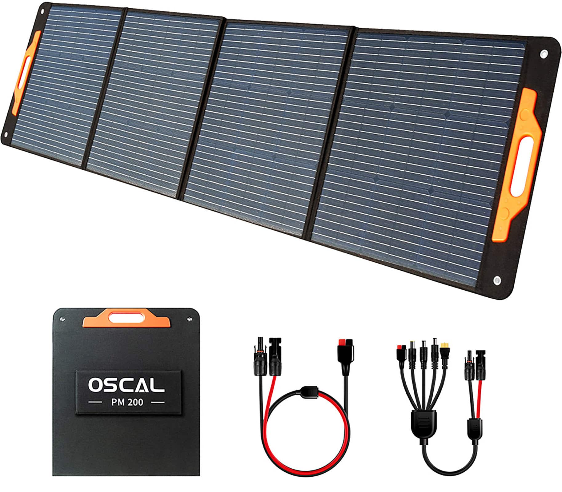 OSCAL - Portable Solar Panel, 23% High Conversion Foldable Solar Panel Suitable for Solar Generator,IP67 Waterproof - Black/Orange