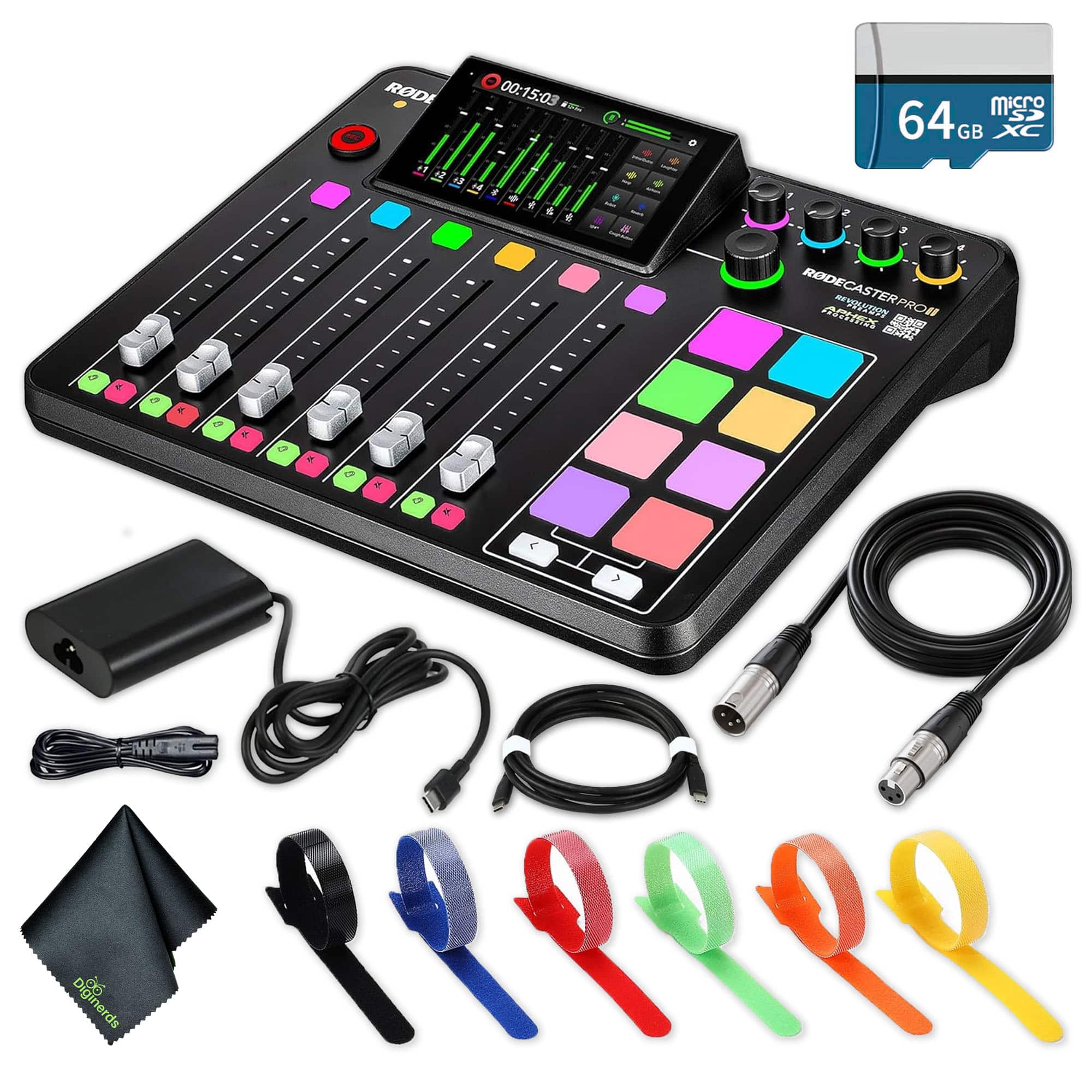 RODE - RODECaster Pro II + 64GB Micro SD Memory Card + More (Bundle)