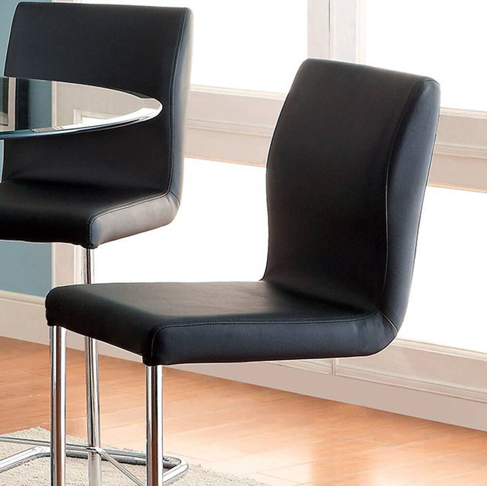 Alt View 2. Manhattan Lane - Lodia II Contemporary Counter Height Chair With Black Pu, Set of 2 - Black.