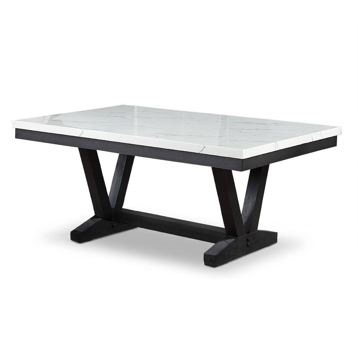 Left. Loheer - Loheer Rectangular Faux Marble Dining Table Antique Black Six Seat 72 Inch - Antique Black.