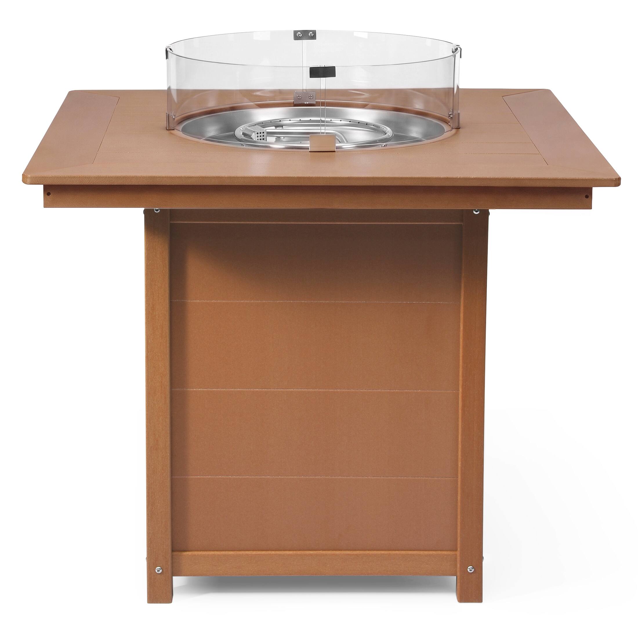 Back. WestinTrends - WestinTrends Helios 42" Modern Outdoor Patio Gas Propane Square Fire Pit Table - Teak.