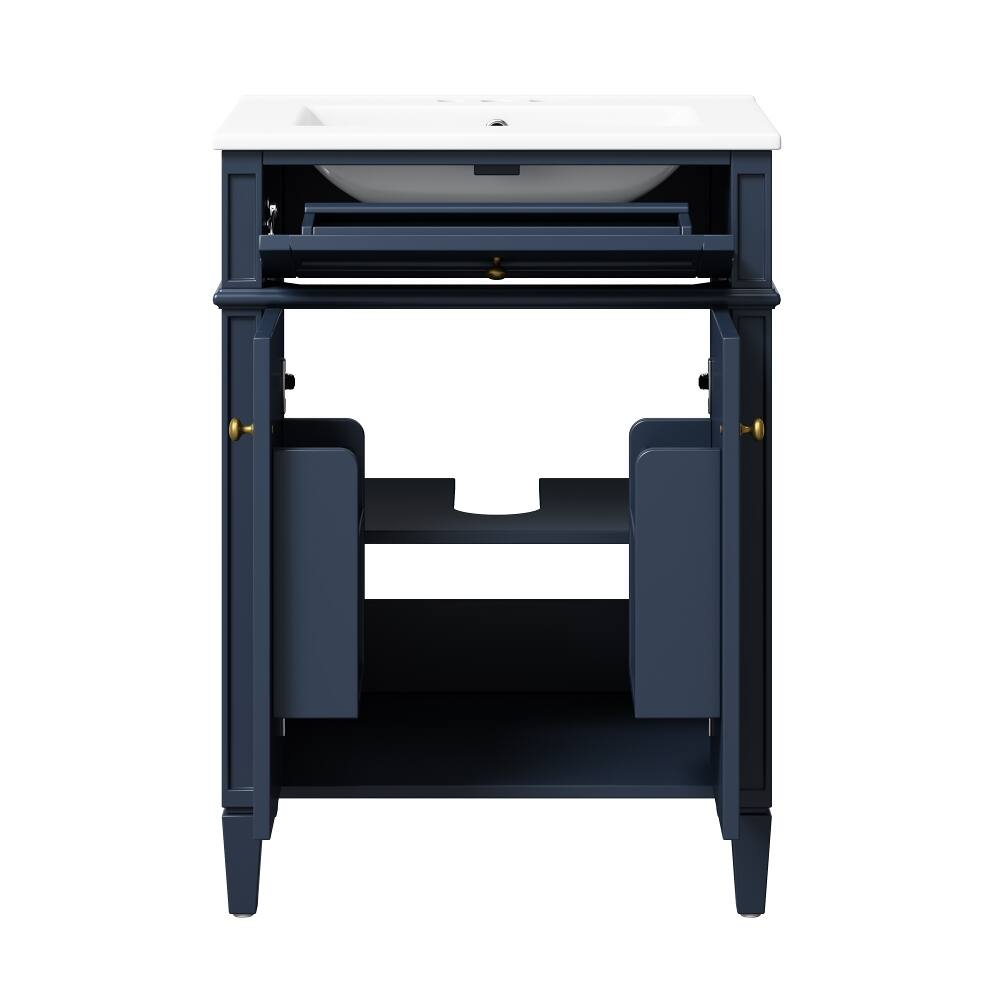 Alt View 8. Loheer - Loheer 24 inch bathroom vanity with sink Blue 2-Door Cabinet - Blue.