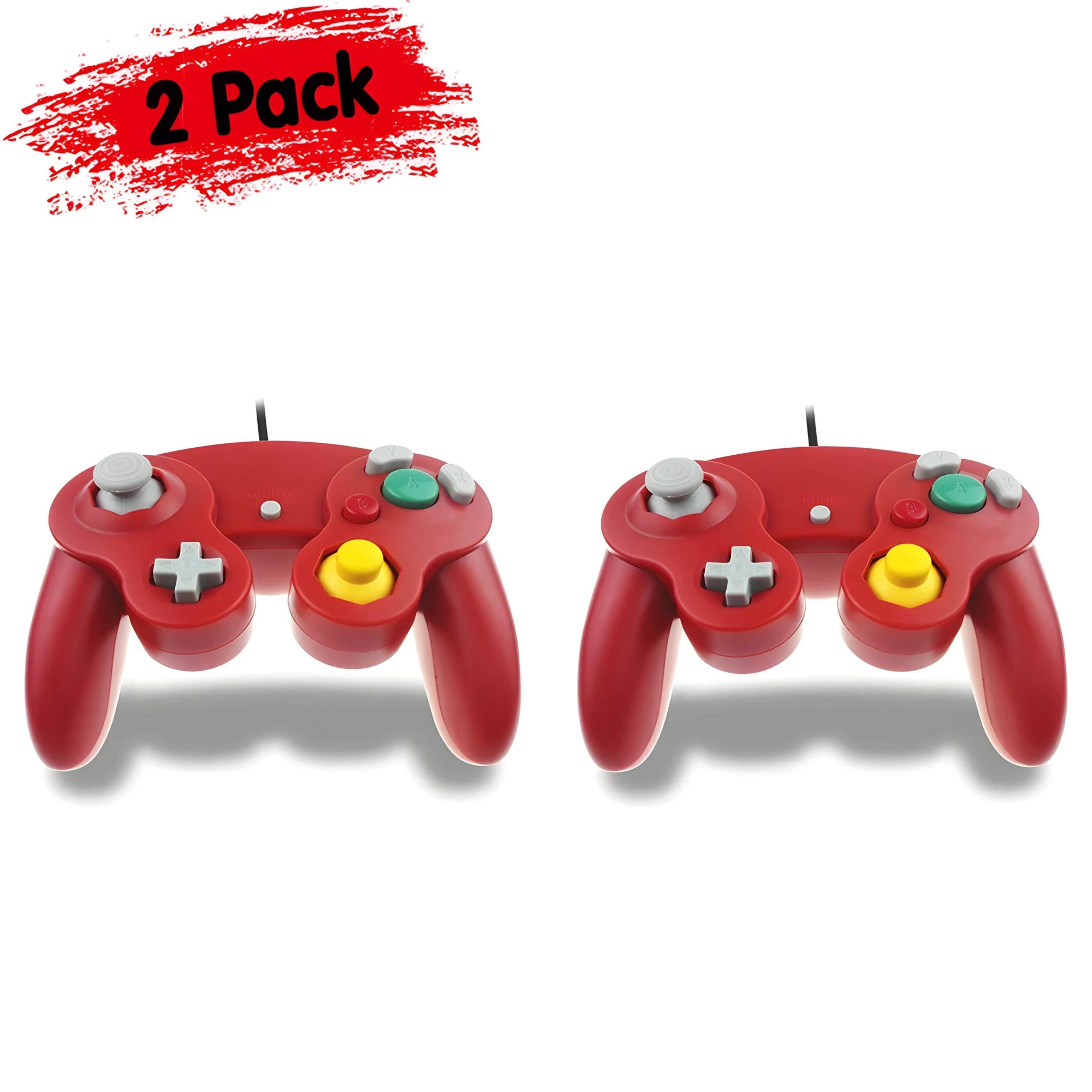 Angle. Kitcheniva - Wired NGC Controller Gamepad For Nintendo GameCube & Wii U Console 2 Pcs Red/Red - Red / Red.