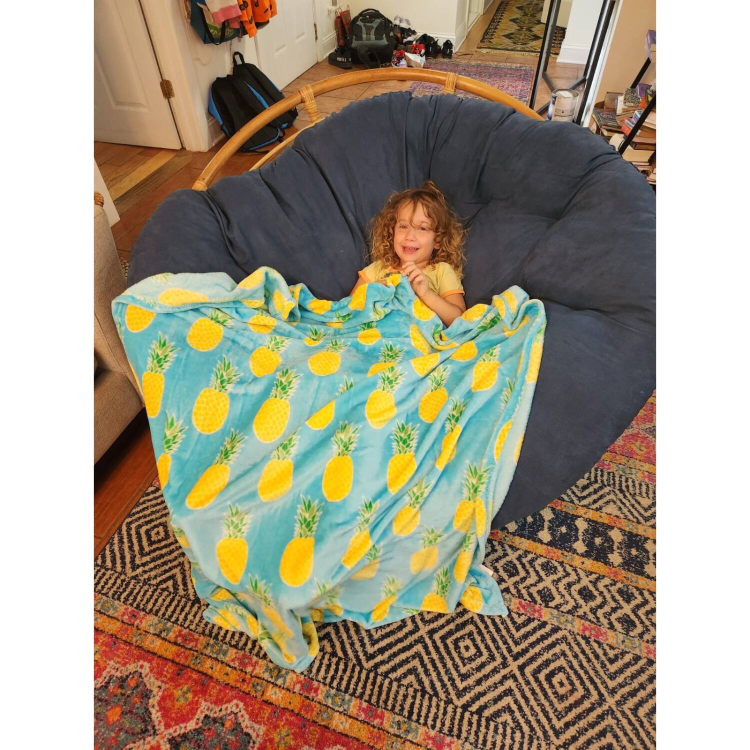 Alt View 4. Noble House - Plazatex Pineapple Plush Decorative All Season Throw Blanket 50" x 60" Blue - Blue.