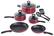 Angle. T-Fal - Mirro Get-A-Grip Nonstick 10-Piece Cookware Set - Red.