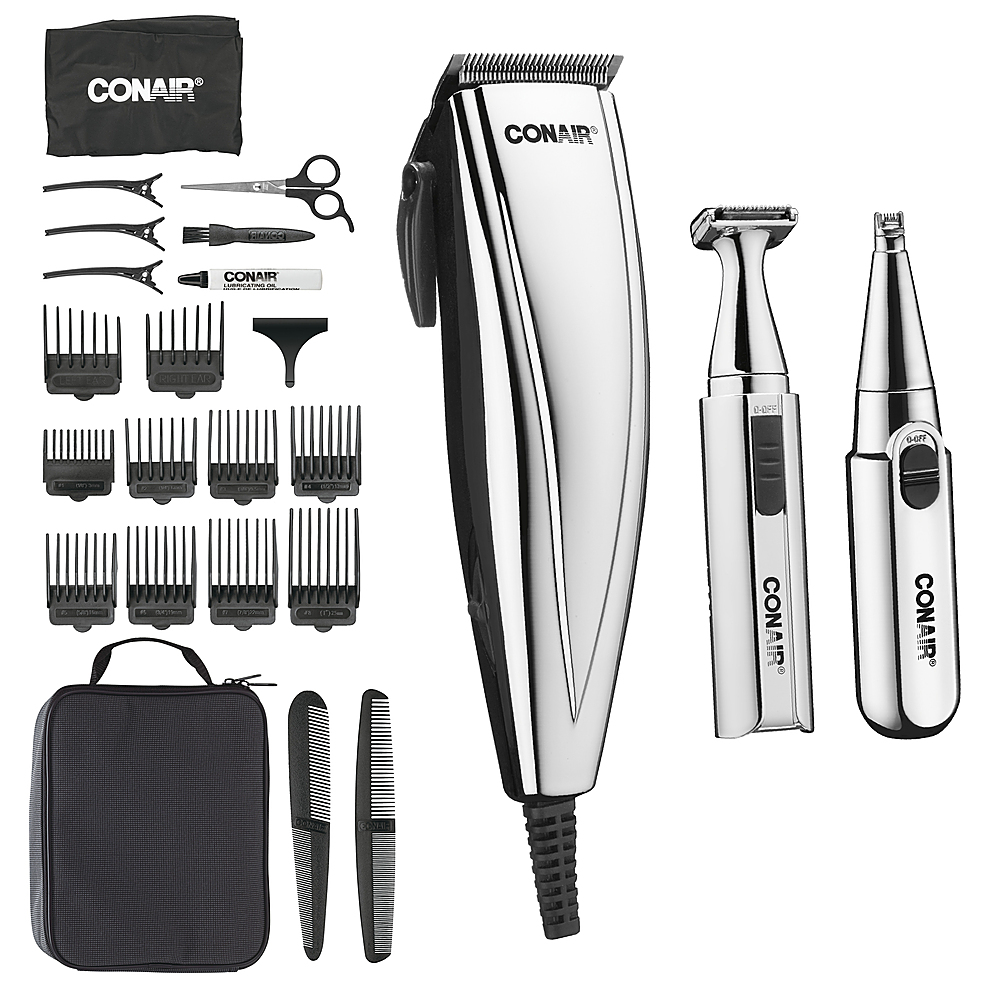 Angle View: Conair Hct401n 3-in-1 Chrome Clipper Kit