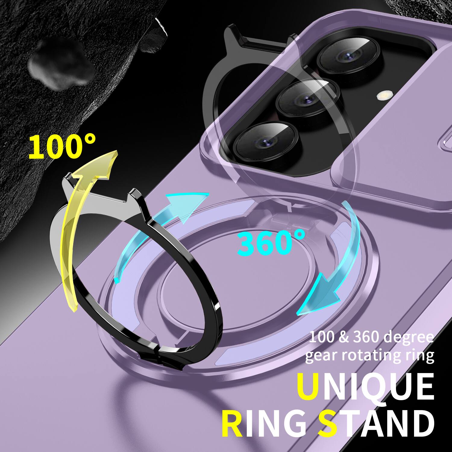 100 & 360 degree gear rotating ring  
UNIQUE RING STAND