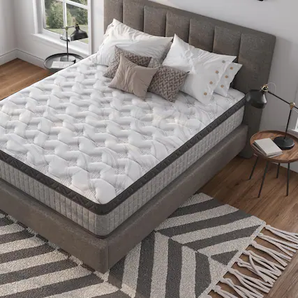 Front. Glintex - 10" Twin Hybrid Memory Foam Mattress, Cooling Gel Innerspring Design for Pressure Relief - Gray.