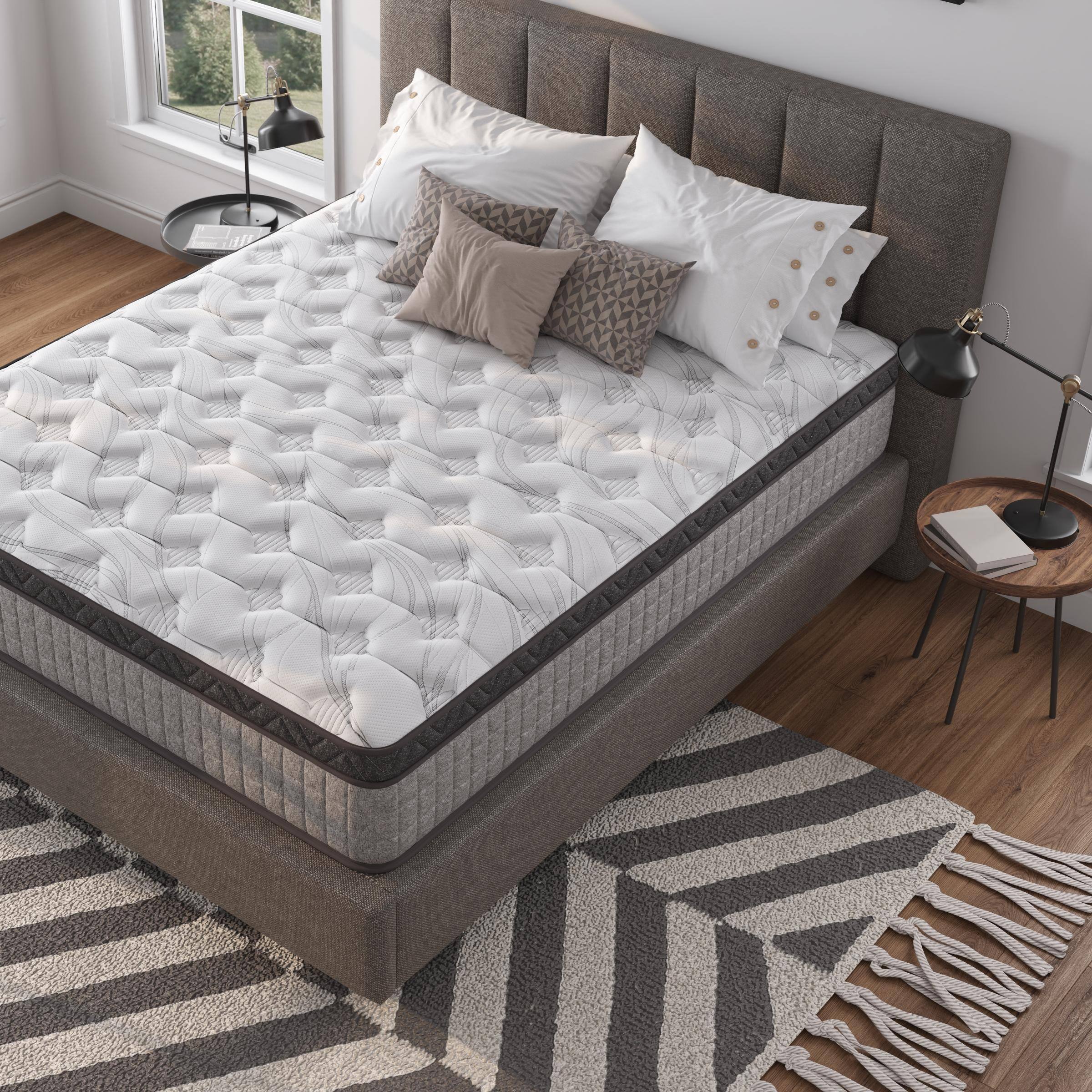 Glintex - 10" Twin Hybrid Memory Foam Mattress, Cooling Gel Innerspring Design for Pressure Relief - Gray