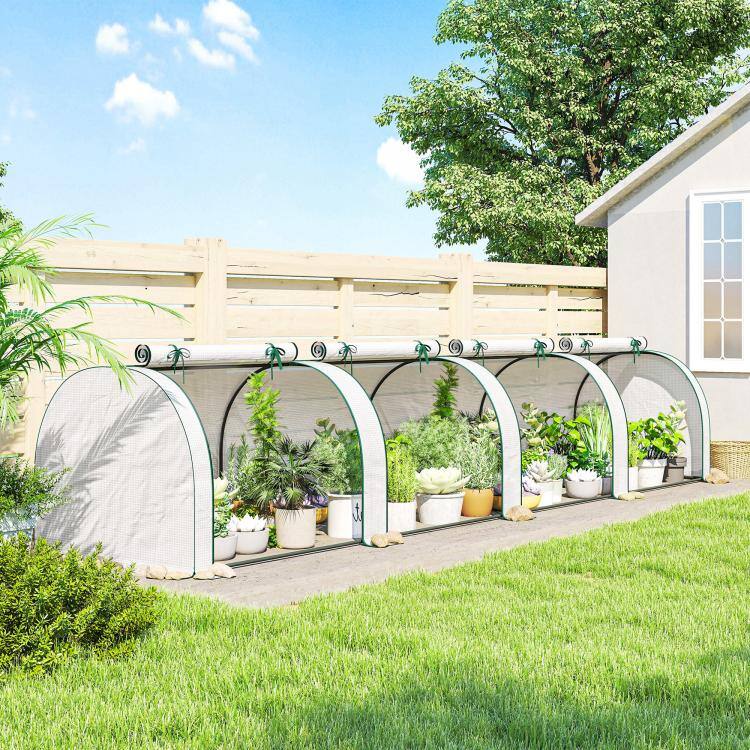 Alt View 2. PULUZ - Mini Greenhouse, Portable Greenhouse with 4 Roll-Up Doors, PE Cover - White.